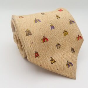 Bvlgari Tie Mens Brown Tents Sevenfold 4" 59" Long Italy Davide Pizzigoni